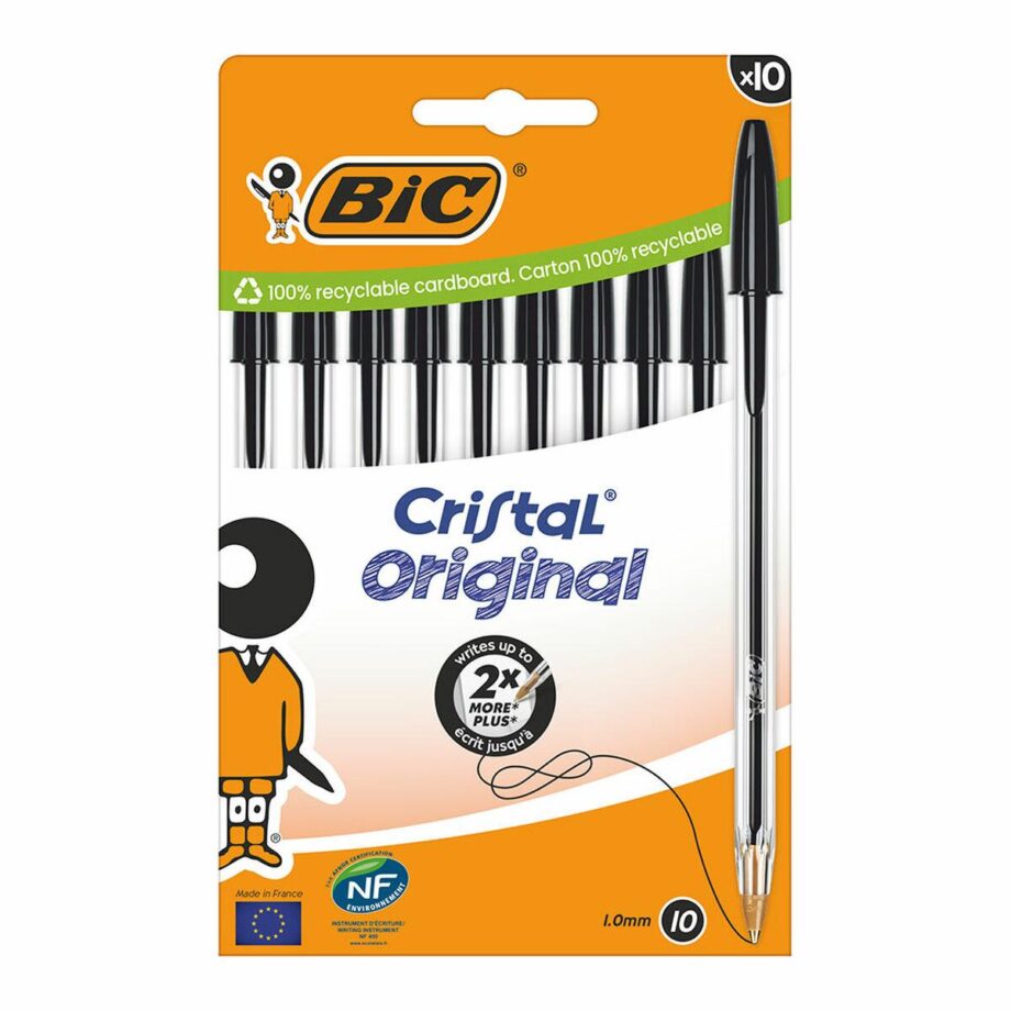 Bic Cristal Sort Kuglepen - 10 Stk til Kontoret