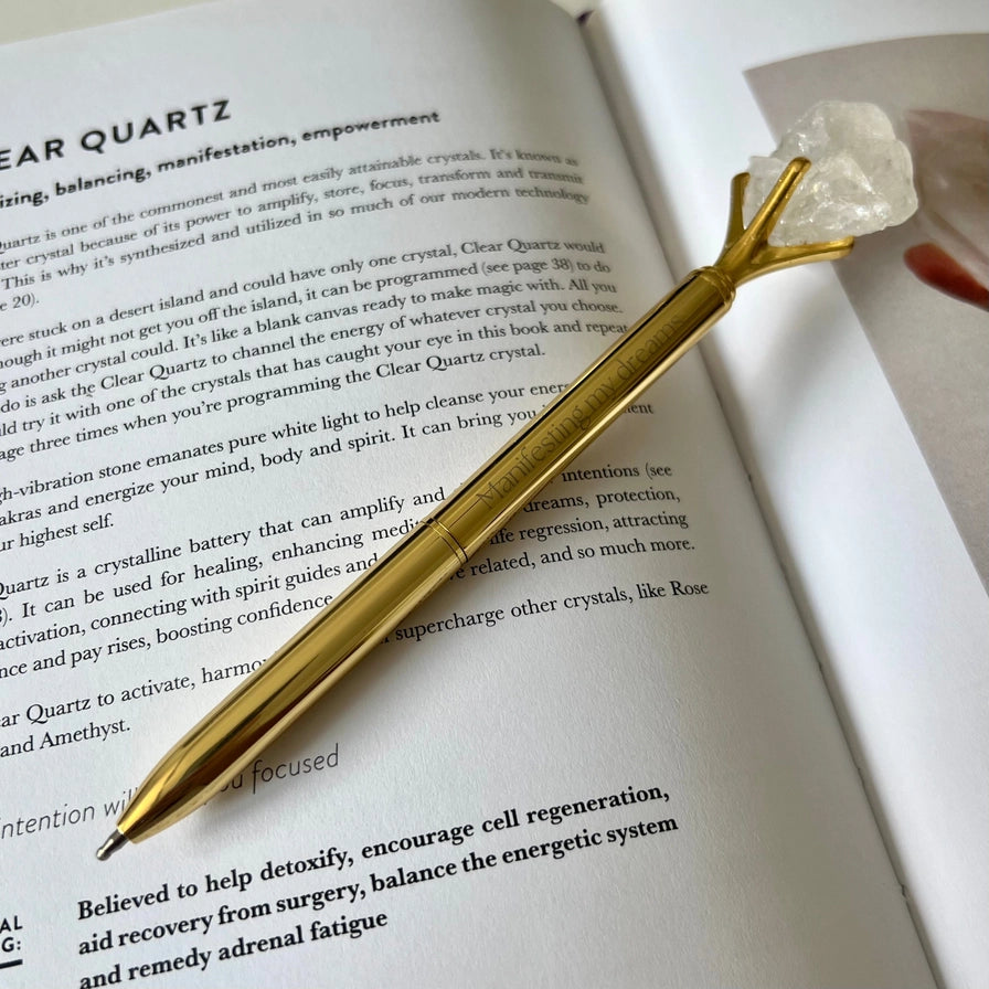 Kuglepen Med Bjergkrystal Manifesting Dreams Krystaller Two Libras Studiobuus - Two Libras Pencil
